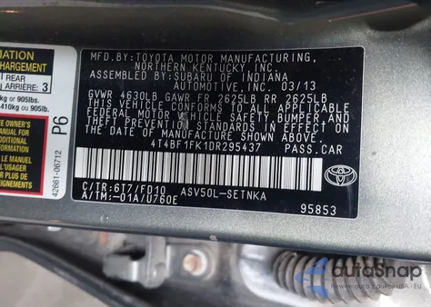 2013 Toyota Camry Le из США, поврежденный, VIN 4T4BF1FK1DR295437